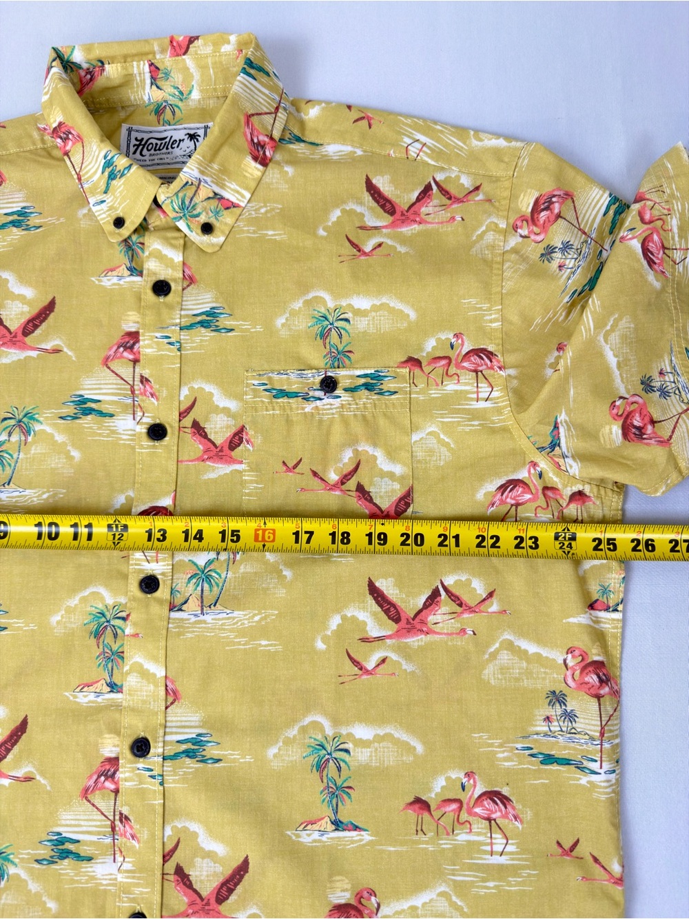 Howler Brothers Mansfield Shirt Men’s XL Yellow Flamingo Button Front - Picture 4 of 9